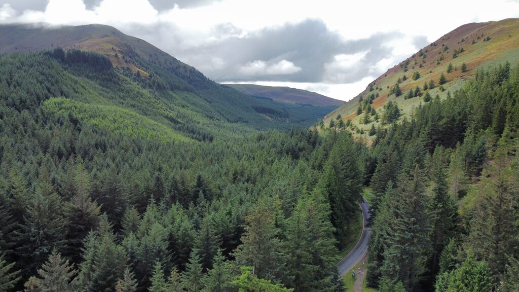 Drone shot of whinlatter pass from the drone above Go Ape | © Travels and Wandering
