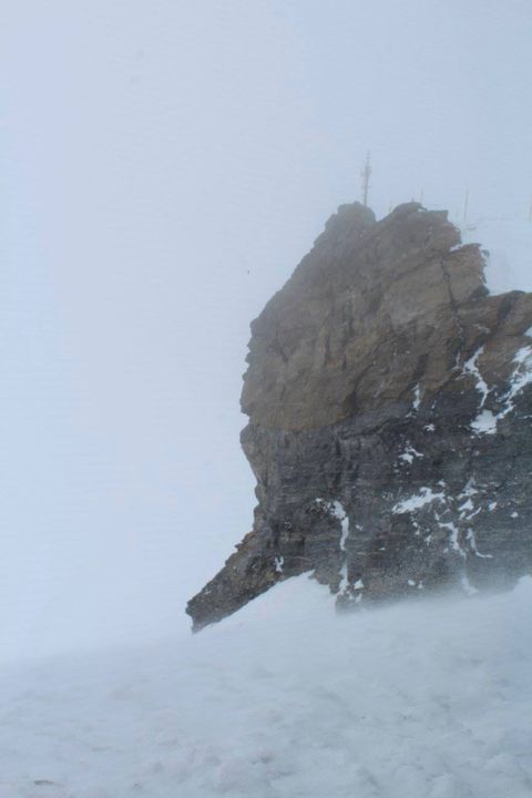 Low visibility day at Jungfraujoch in late spring