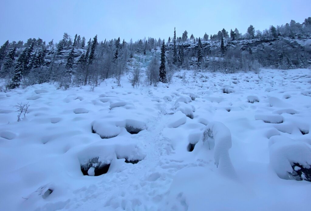 Korouma Canyon looking up towards the start of the ice falls area, posio, Finland