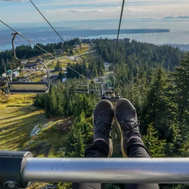The Views from the top of the Grouse Grind hike near vancouver city