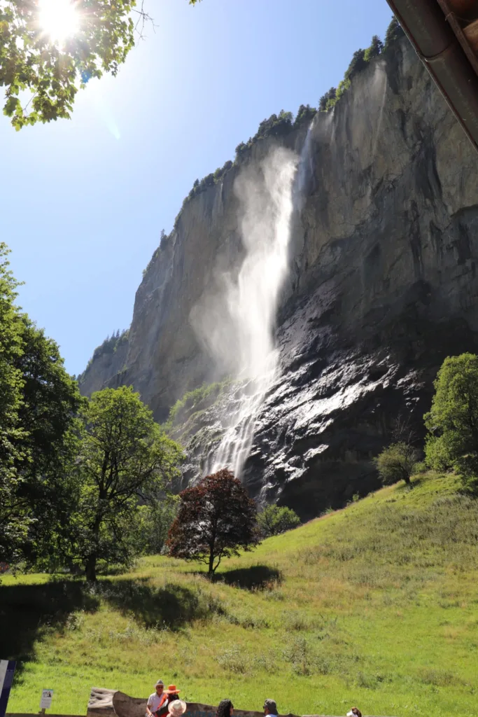 Walking around Lauterbrunnen in summer and Staubbach Falls